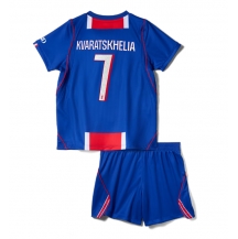 Otroški Paris Saint-Germain Khvicha Kvaratskhelia #7 Replika nogometni dresi kompleti Domači 2026-27 Kratek Rokav (+ hlače)
