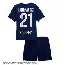 Otroški Paris Saint-Germain Lucas Hernandez #21 Replika nogometni dresi kompleti Domači 2025-26 Kratek Rokav (+ hlače)