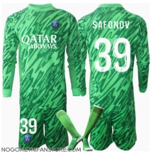 Otroški Paris Saint-Germain Matvei Safonov #39 Vratar Replika nogometni dresi kompleti Domači 2024-25 Dolgi Rokav (+ hlače)