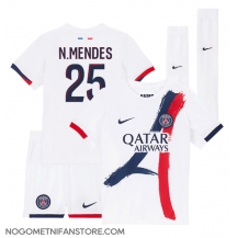 Otroški Paris Saint-Germain Nuno Mendes #25 Replika nogometni dresi kompleti Gostujoči 2025-26 Kratek Rokav (+ hlače)