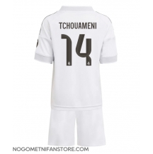 Otroški Real Madrid Aurelien Tchouameni #14 Replika nogometni dresi kompleti Domači 2025-26 Kratek Rokav (+ hlače)