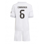 Otroški Real Madrid Eduardo Camavinga #6 Replika nogometni dresi kompleti Domači 2025-26 Kratek Rokav (+ hlače)