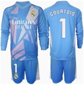 Otroški Real Madrid Thibaut Courtois #1 Vratar Replika nogometni dresi kompleti Domači 2024-25 Dolgi Rokav (+ hlače)