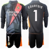 Otroški Real Madrid Thibaut Courtois #1 Vratar Replika nogometni dresi kompleti Gostujoči 2024-25 Dolgi Rokav (+ hlače)