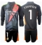 Otroški Real Madrid Thibaut Courtois #1 Vratar Replika nogometni dresi kompleti Gostujoči 2024-25 Dolgi Rokav (+ hlače)