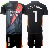 Otroški Real Madrid Thibaut Courtois #1 Vratar Replika nogometni dresi kompleti Gostujoči 2024-25 Kratek Rokav (+ hlače)