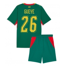 Otroški Senegal Pape Gueye #26 Replika nogometni dresi kompleti Gostujoči SP 2026 Kratek Rokav (+ hlače)