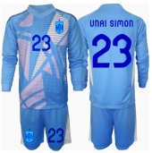 Otroški Španija Unai Simon #23 Vratar Replika nogometni dresi kompleti Domači EP 2024 Dolgi Rokav (+ hlače)