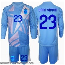 Otroški Španija Unai Simon #23 Vratar Replika nogometni dresi kompleti Domači EP 2024 Dolgi Rokav (+ hlače)