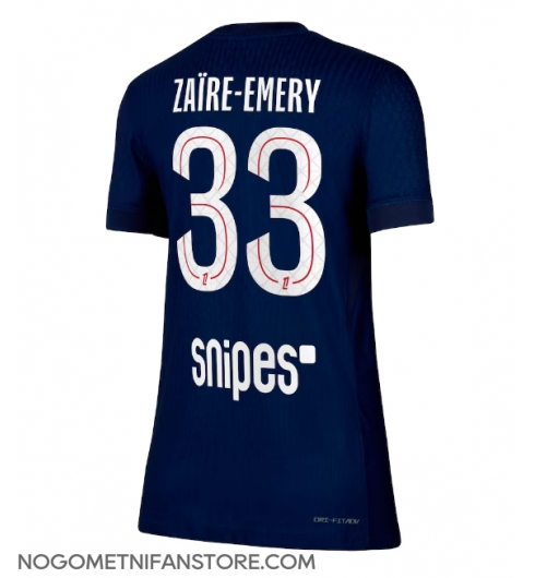 Ženski Paris Saint-Germain Warren Zaire-Emery #33 Replika nogometni dresi Domači 2025-26 Kratek Rokav Ženski Paris Saint-Germain Warren Zaire-Emery #33 Replika nogometni dresi Domači 2025-26 Kratek Rokav