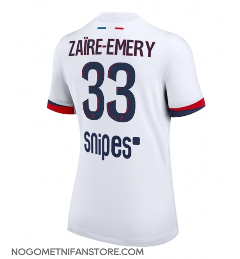 Ženski Paris Saint-Germain Warren Zaire-Emery #33 Replika nogometni dresi Gostujoči 2025-26 Kratek Rokav Ženski Paris Saint-Germain Warren Zaire-Emery #33 Replika nogometni dresi Gostujoči 2025-26 Kratek Rokav